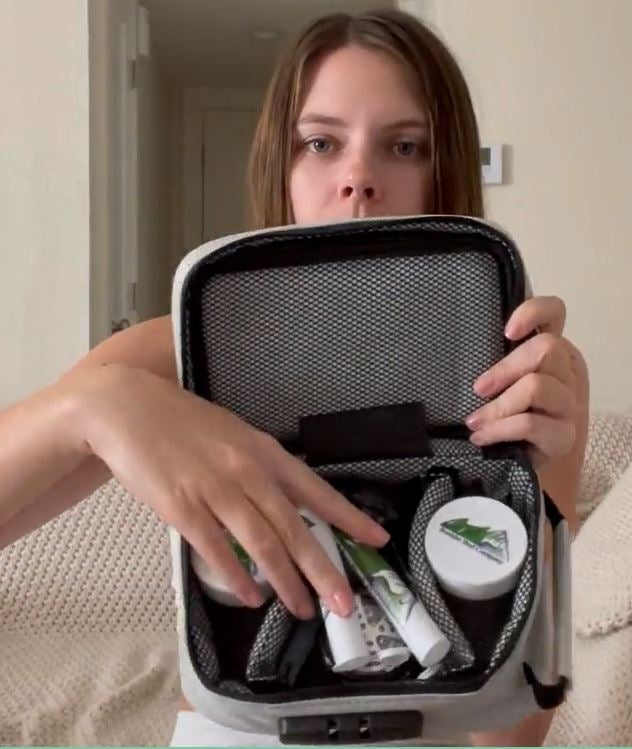 Black Smell Proof Bag with Combination Lock Odor Proof Stash with Free Grinder, Tube Filler, Tubes, Jars & Tray