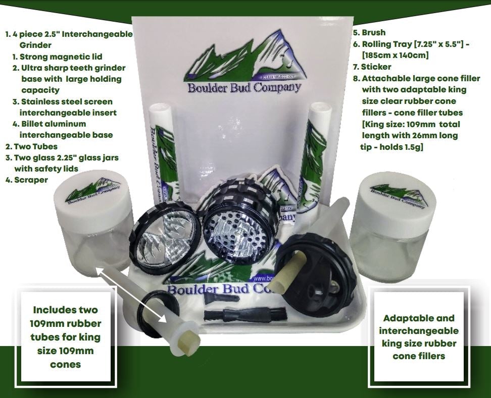 Black Smell Proof Bag with Combination Lock Odor Proof Stash with Free Grinder, Tube Filler, Tubes, Jars & Tray