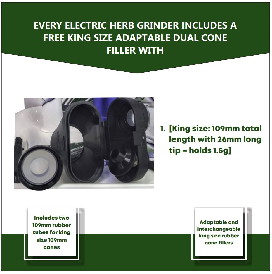 Electric Herb Grinder with Cone Filler (Black)